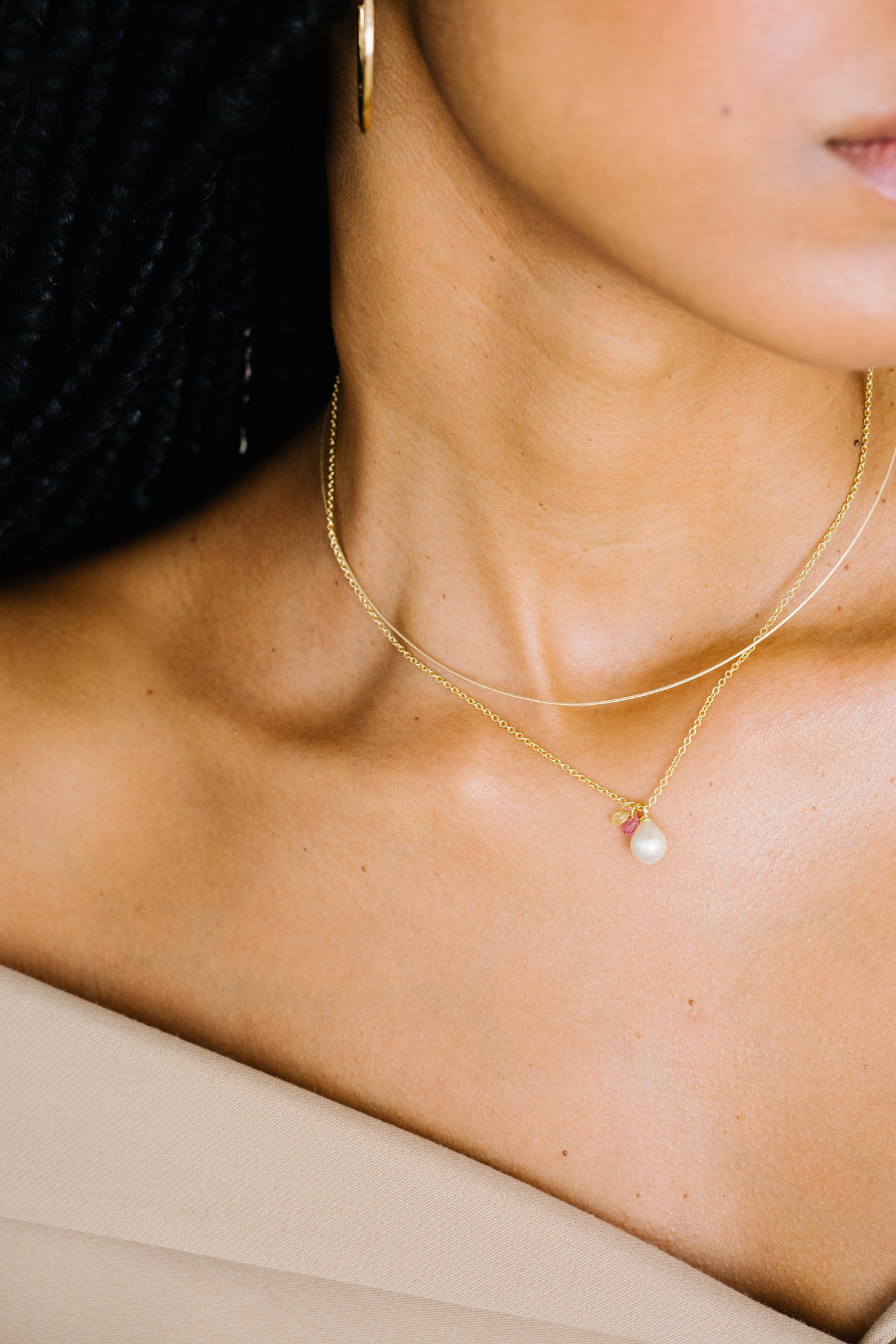 14K Gold Sapphire & Pearl Necklace Morena