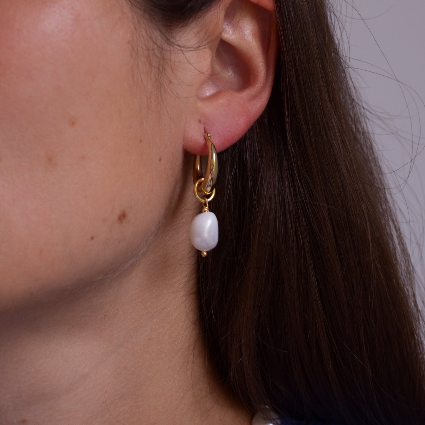 Marta Hoops with Pearl Pendant